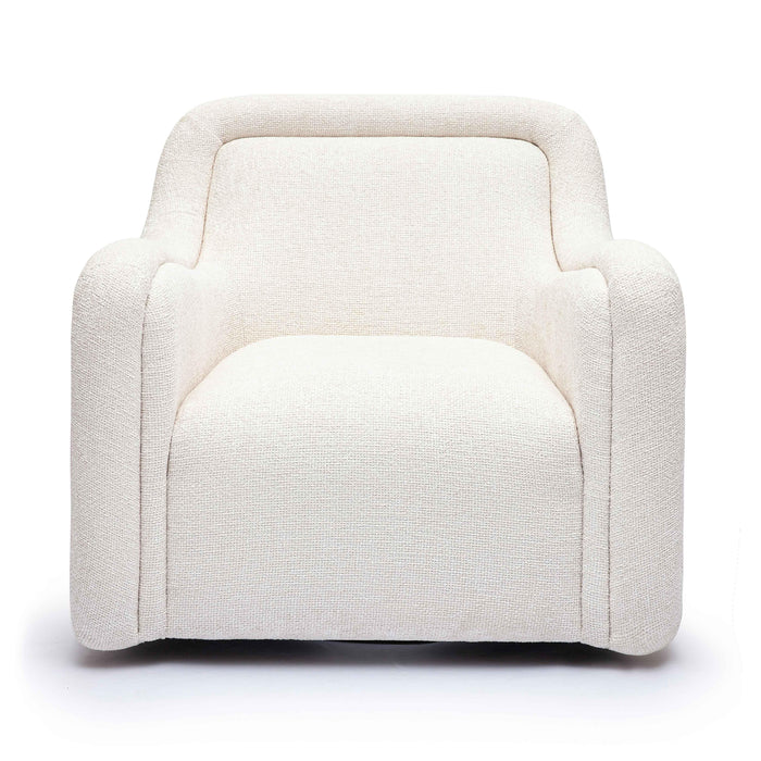Charli Cream Basketweave Chenille Swivel Chair - Home And Beyond