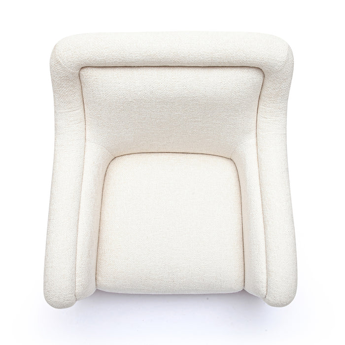 Charli Cream Basketweave Chenille Swivel Chair - Home And Beyond