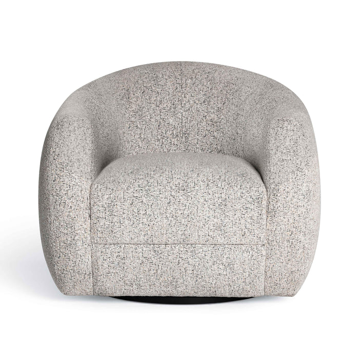 Judy Black and White Woven Performance Fabric Swivel Chair - Home And Beyond