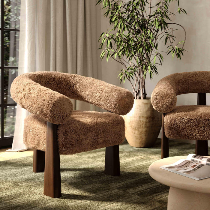 Spara Contract-Grade Straight Vegan Shearling Accent Chair - Home And Beyond