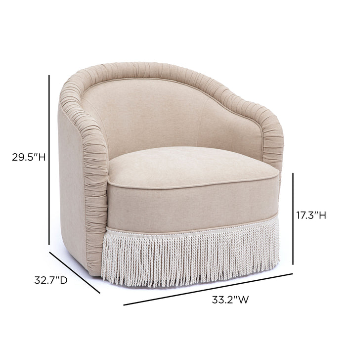 Pamela Tan Performance Chenille Tasseled Lounge Accent Chair - Home And Beyond