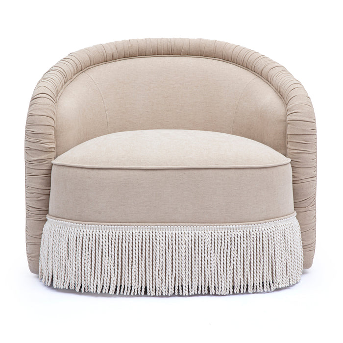 Pamela Tan Performance Chenille Tasseled Lounge Accent Chair - Home And Beyond