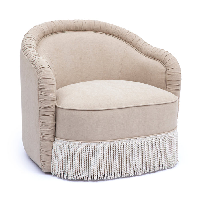 Pamela Tan Performance Chenille Tasseled Lounge Accent Chair - Home And Beyond