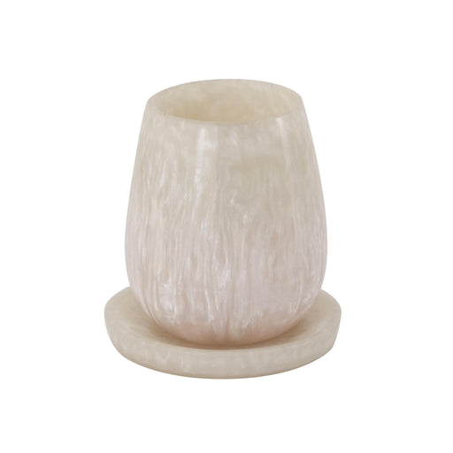 Rounded Tan Swirl Resin Kiddush Cup - Home And Beyond