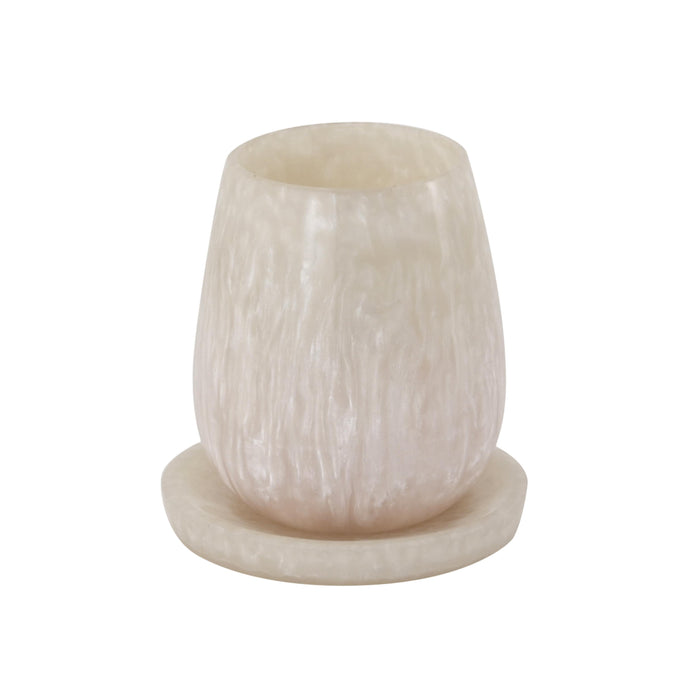 Rounded Tan Swirl Resin Kiddush Cup - Home And Beyond