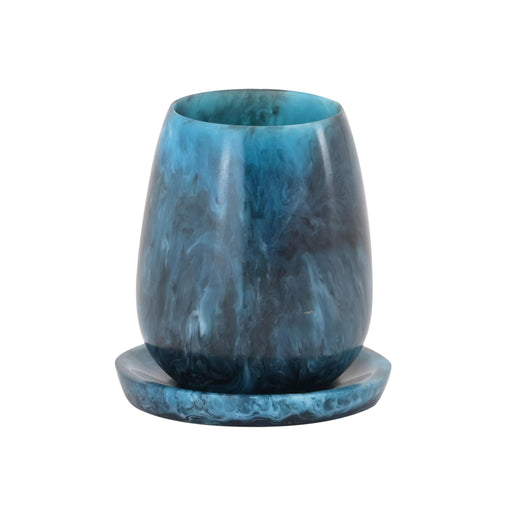 Rounded Blue Swirl Resin Kiddush Cup - Home And Beyond