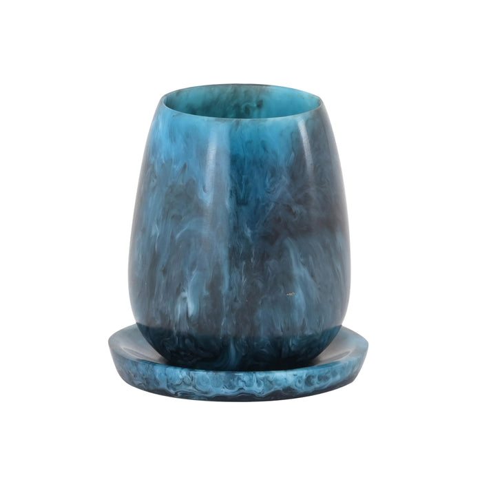 Rounded Blue Swirl Resin Kiddush Cup - Home And Beyond