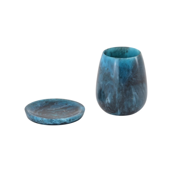 Rounded Blue Swirl Resin Kiddush Cup - Home And Beyond