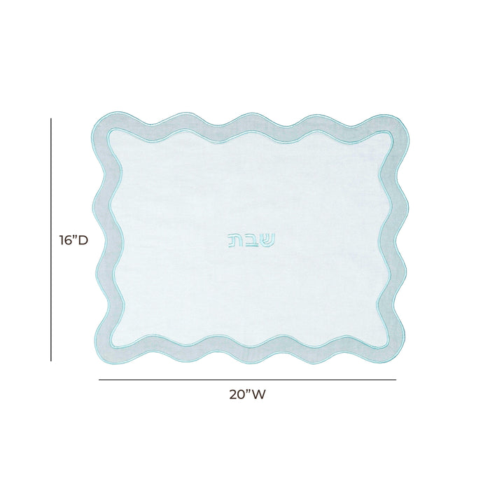 TOV Sea Blue Wavy Challah Cover - Home And Beyond