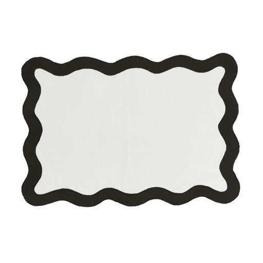 Scalloped Edge Black and White Cotton Placemat - Set of 4 - Home And Beyond