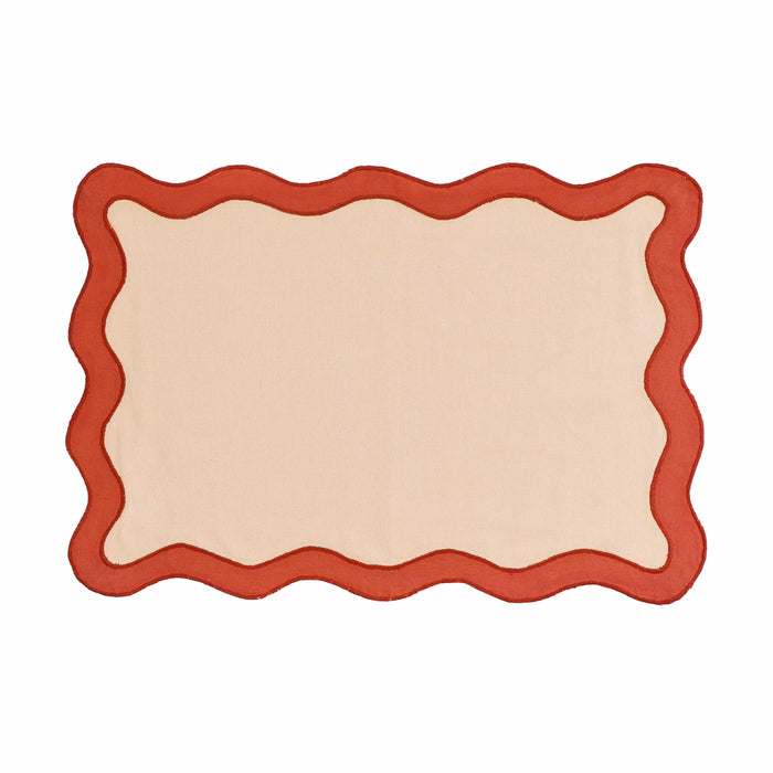 Scalloped Edge Rust and Orange Cotton Placemat - Set of 4 - Home And Beyond