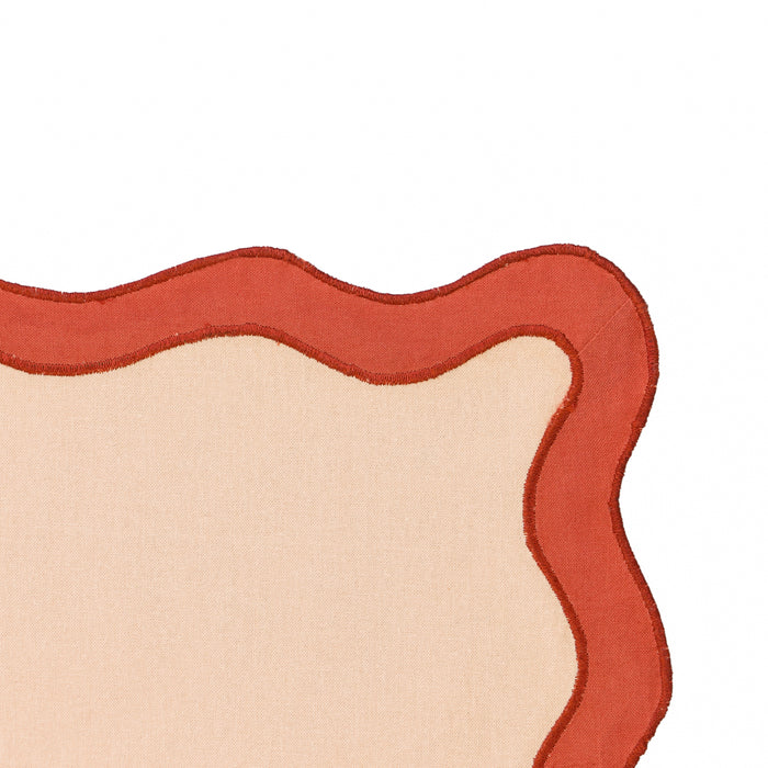 Scalloped Edge Rust and Orange Cotton Placemat - Set of 4 - Home And Beyond