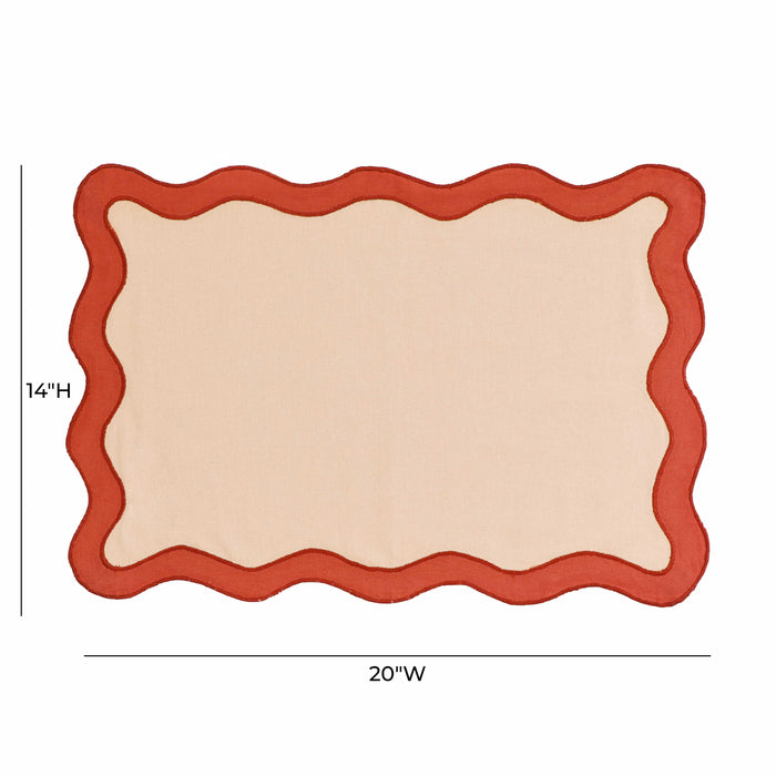 Scalloped Edge Rust and Orange Cotton Placemat - Set of 4 - Home And Beyond