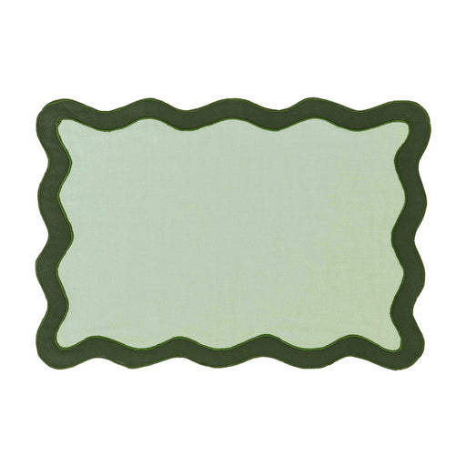Scalloped Edge Olive Green Cotton Placemat - Set of 4 - Home And Beyond