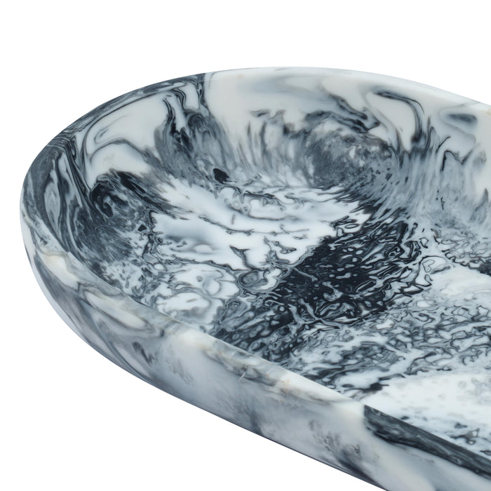 Mera Black &amp; White Long Resin Serving Platter - Home And Beyond
