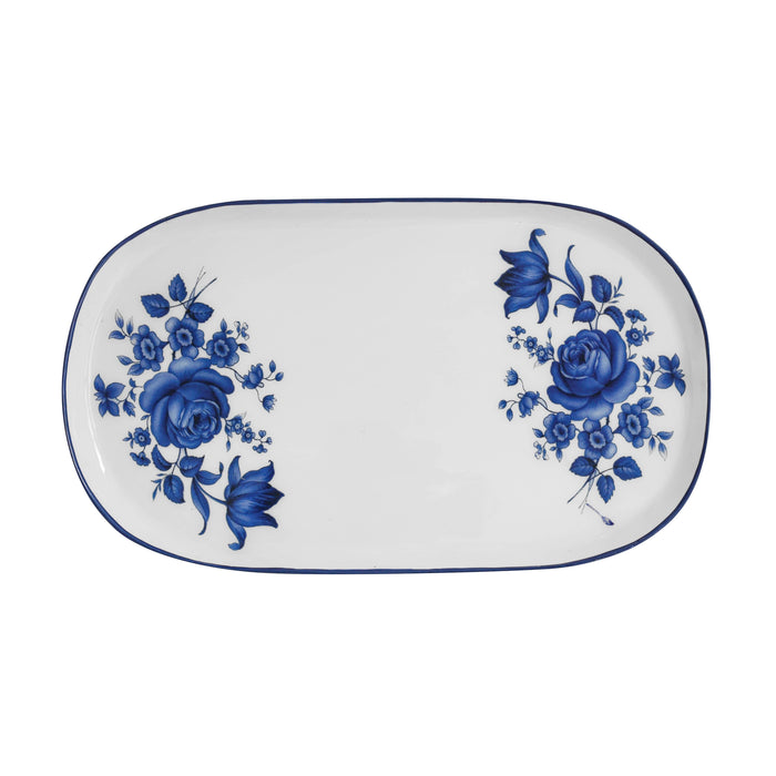 Cottage China Blue &amp; White Serving Tray - Home And Beyond