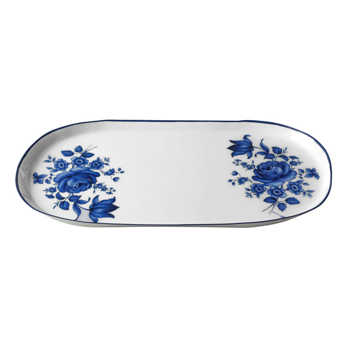 Cottage China Blue &amp; White Serving Tray - Home And Beyond
