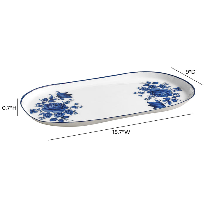 Cottage China Blue &amp; White Serving Tray - Home And Beyond