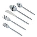 Ribbed Silver Stainless Steel Flatware - Set of 5 Pieces - Service For 1 - Home And Beyond
