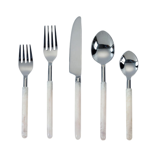 Frose Silver Stainless Steel Flatware - Set of 5 Pieces - Service For 1 - Home And Beyond