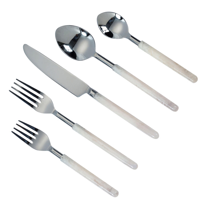 Frose Silver Stainless Steel Flatware - Set of 5 Pieces - Service For 1 - Home And Beyond