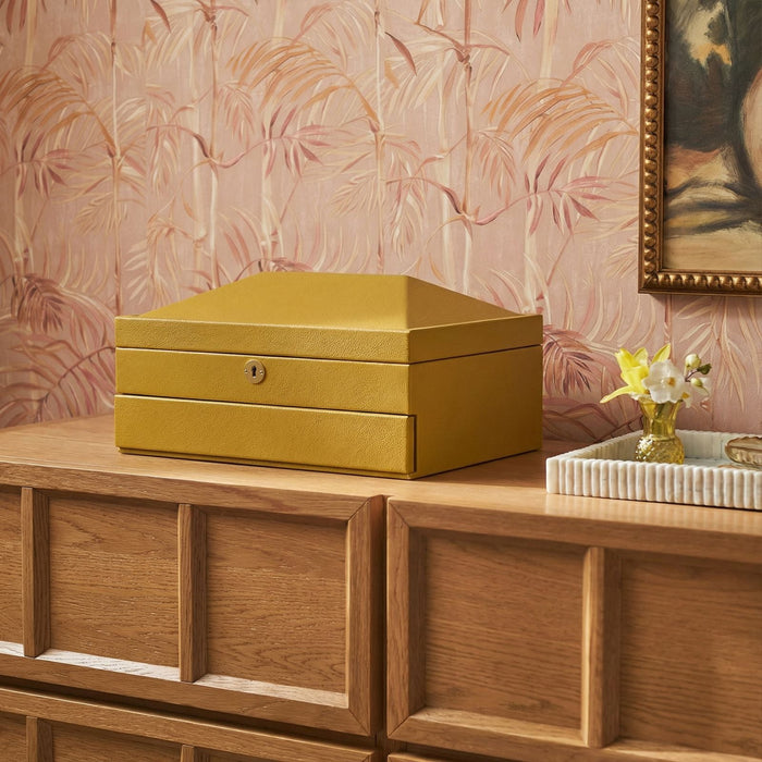 Knox Mustard Yellow Vegan Leather Contract-Grade Jewelry Box - Home And Beyond