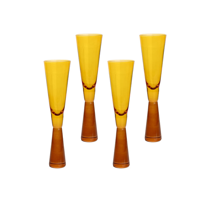 Flute Amber Champagne Glasses - Set of 4 - Home And Beyond
