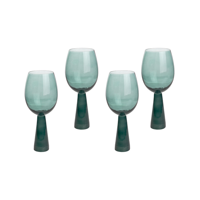 Rose Green Wine Glasses - Set of 4 - Home And Beyond