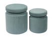 Kris Sea Blue Velvet Storage Ottomans - Set of 2 - Home And Beyond