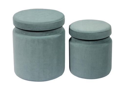 Kris Sea Blue Velvet Storage Ottomans - Set of 2 - Home And Beyond
