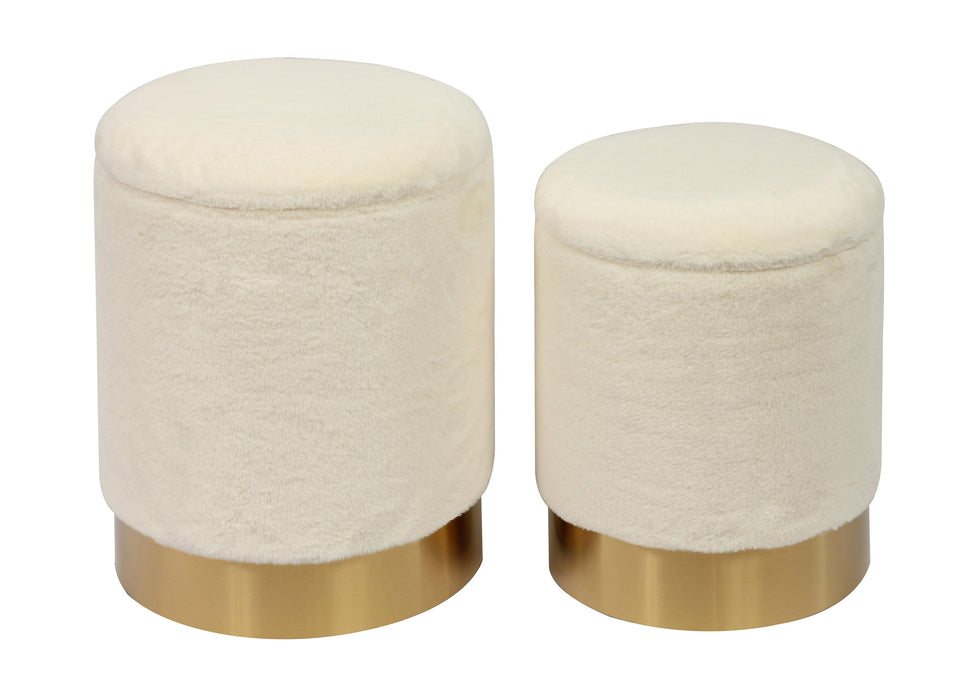 Teddy Faux Sheepskin Storage Ottomans - Set of 2 image