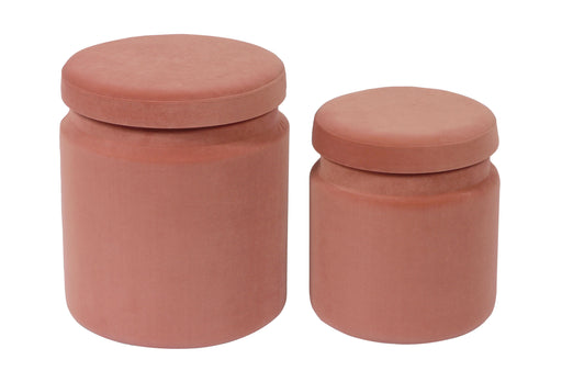 Kris Salmon Velvet Storage Ottomans - Set of 2 - Home And Beyond