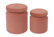 Kris Salmon Velvet Storage Ottomans - Set of 2 - Home And Beyond
