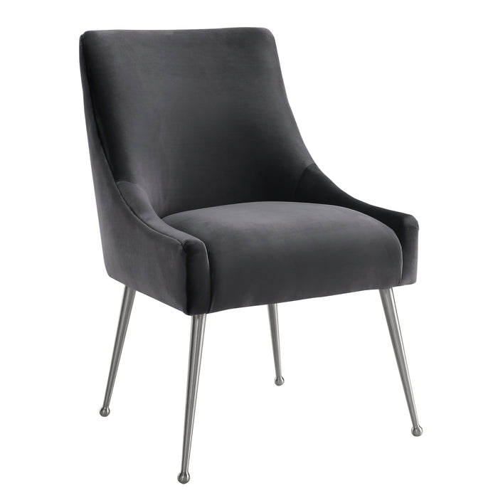 Beatrix Grey Velvet Side Chair with Silver Leg image