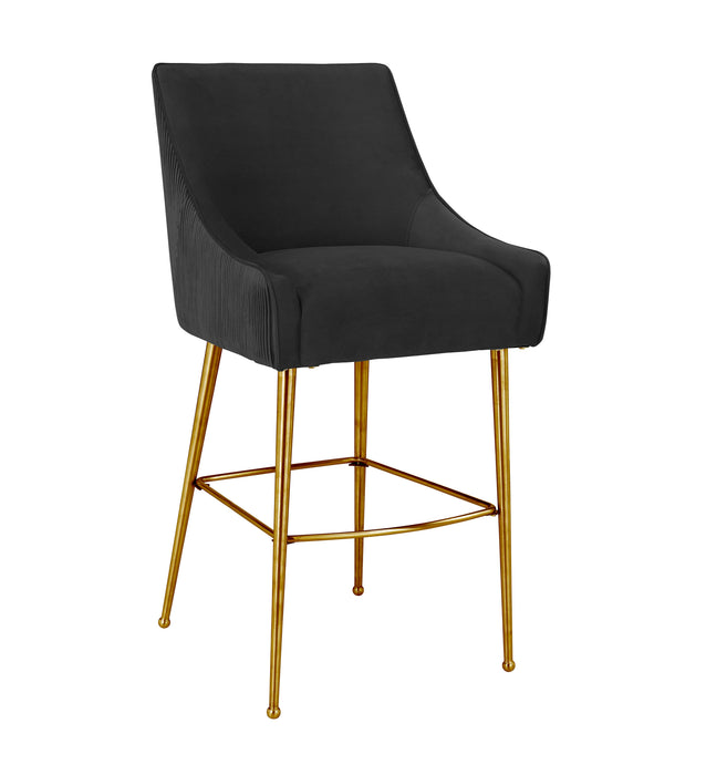 Beatrix Pleated Black Velvet Counter Stool image