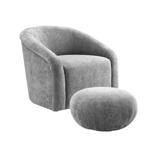 Boboli Grey Chenille Chair + Ottoman Set image