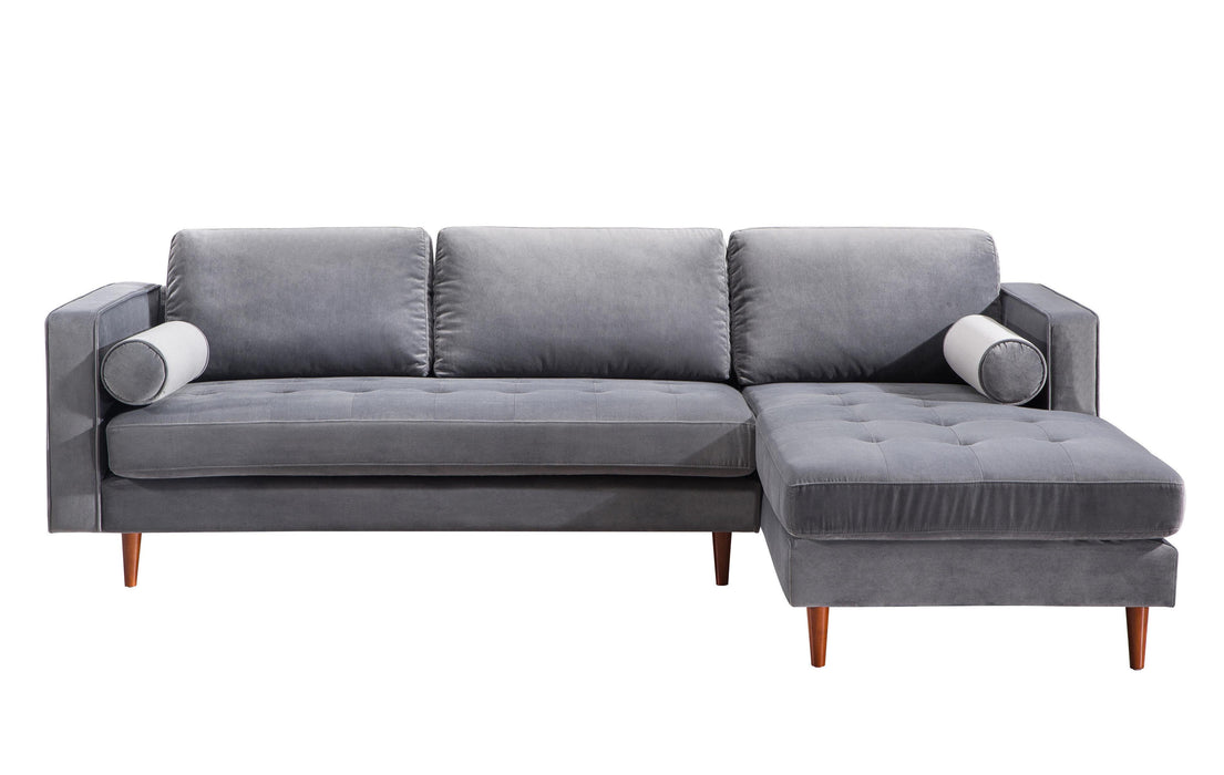 Como Grey Velvet Sectional RAF image