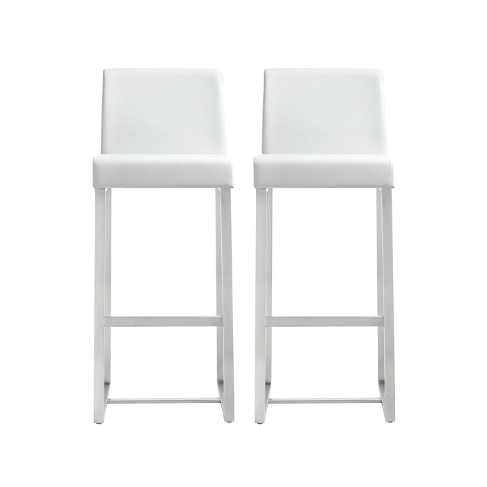 Denmark White Stainless Steel Barstool Set of 2 image