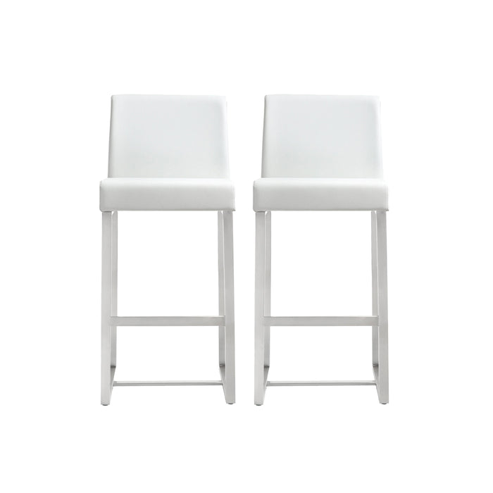 Denmark White Stainless Steel Counter Stool Set of 2 image