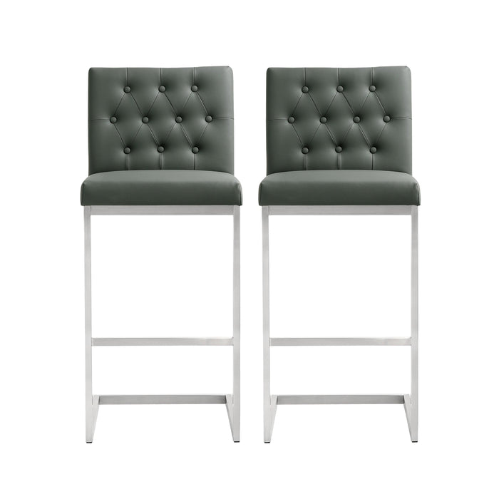 Helsinki Grey Stainless Steel Barstool - Set of 2 image