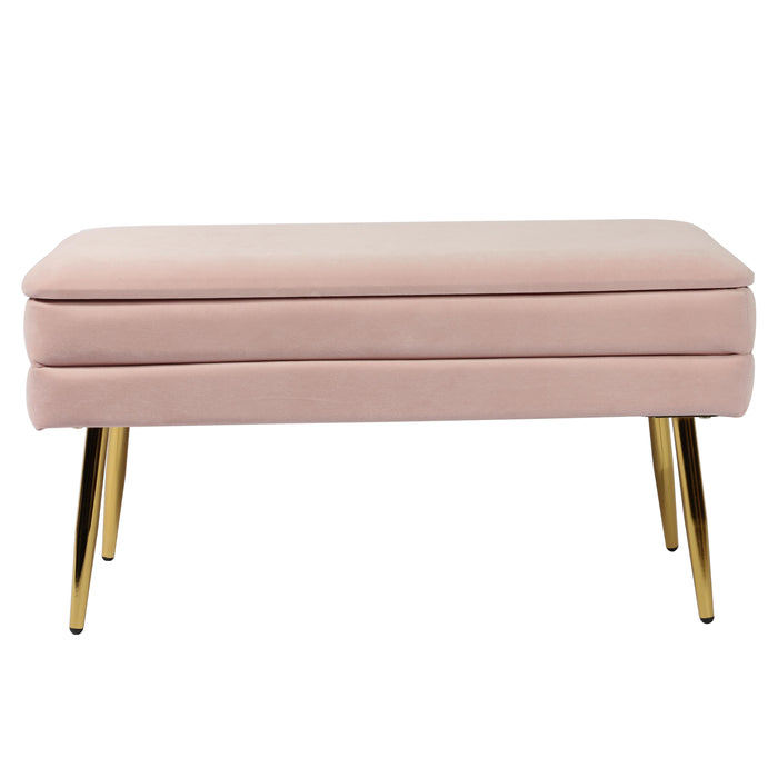 Ziva Blush Velvet Storage Bench image