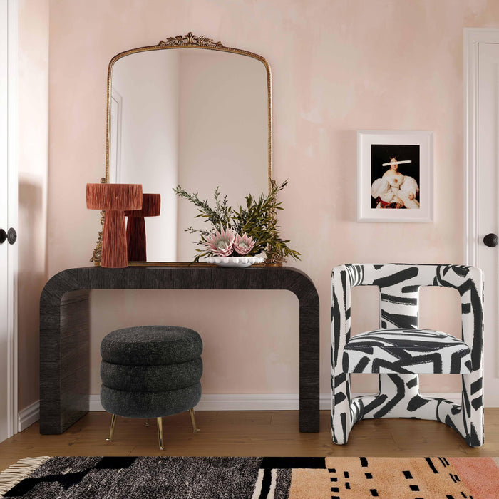 Ada Velvet Chair in Black Brushstroke Pattern - Home And Beyond