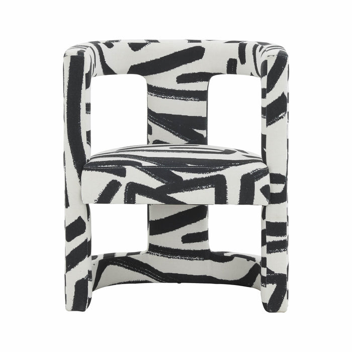 Ada Velvet Chair in Black Brushstroke Pattern