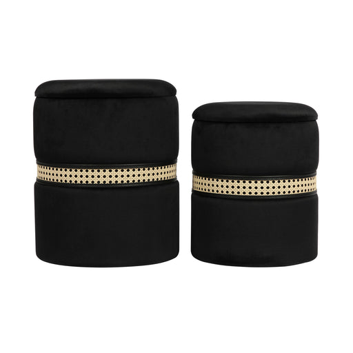 Alani Black Velvet Nesting Ottomans - Set of 2 image