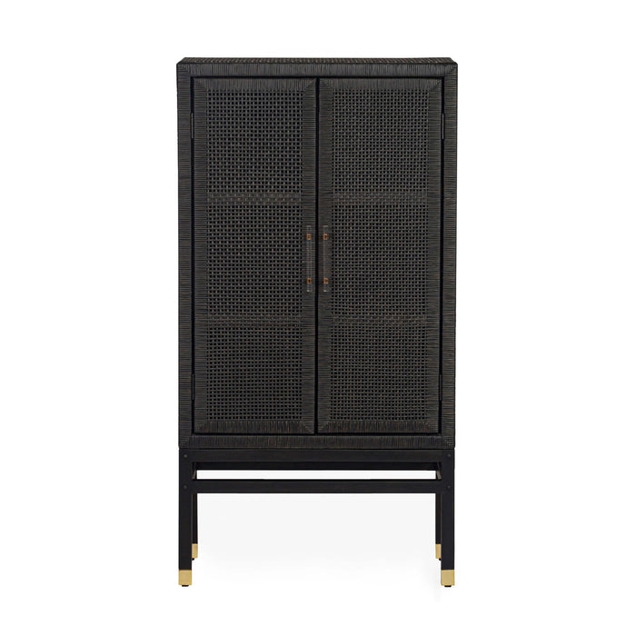 Amara Charcoal Woven Rattan Cabinet - Home And Beyond