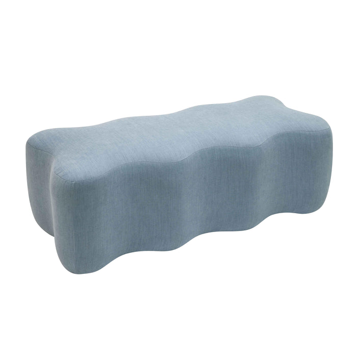 Archie Upholstered Bench in Faded Blue Linen - Home And Beyond