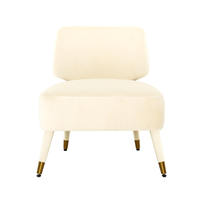 Athena Cream Velvet Accent Chair - Home And Beyond