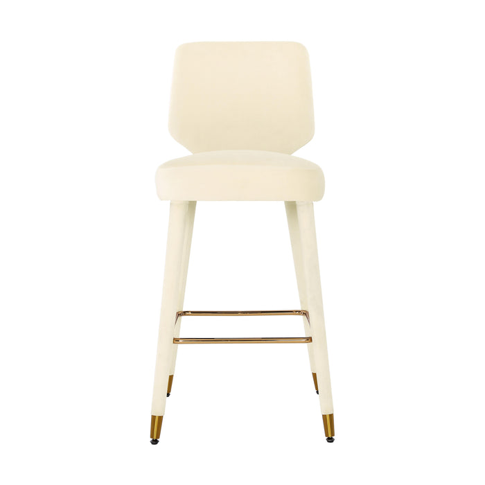 Athena Cream Velvet Bar Stool - Home And Beyond