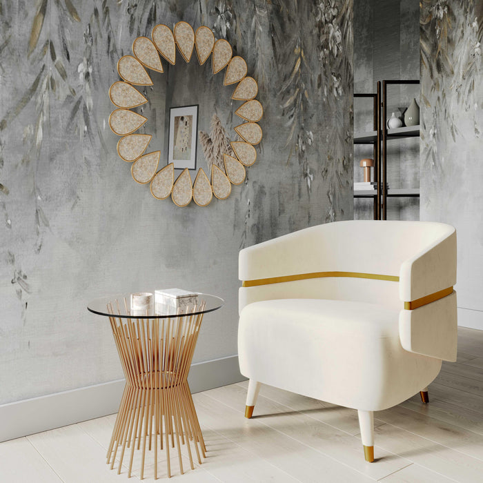 Ayla Cream Velvet Accent Chair - Home And Beyond