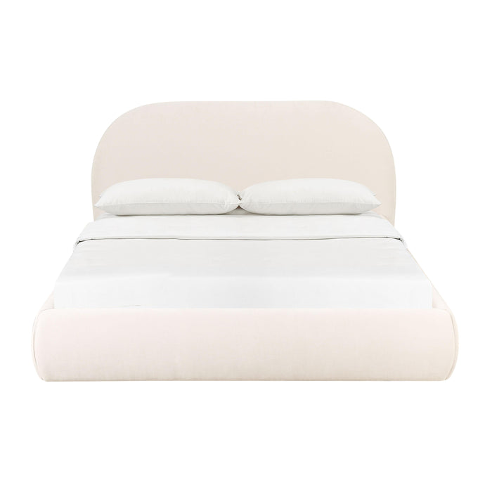 Bara Cream Textured Velvet King Bed - Home And Beyond